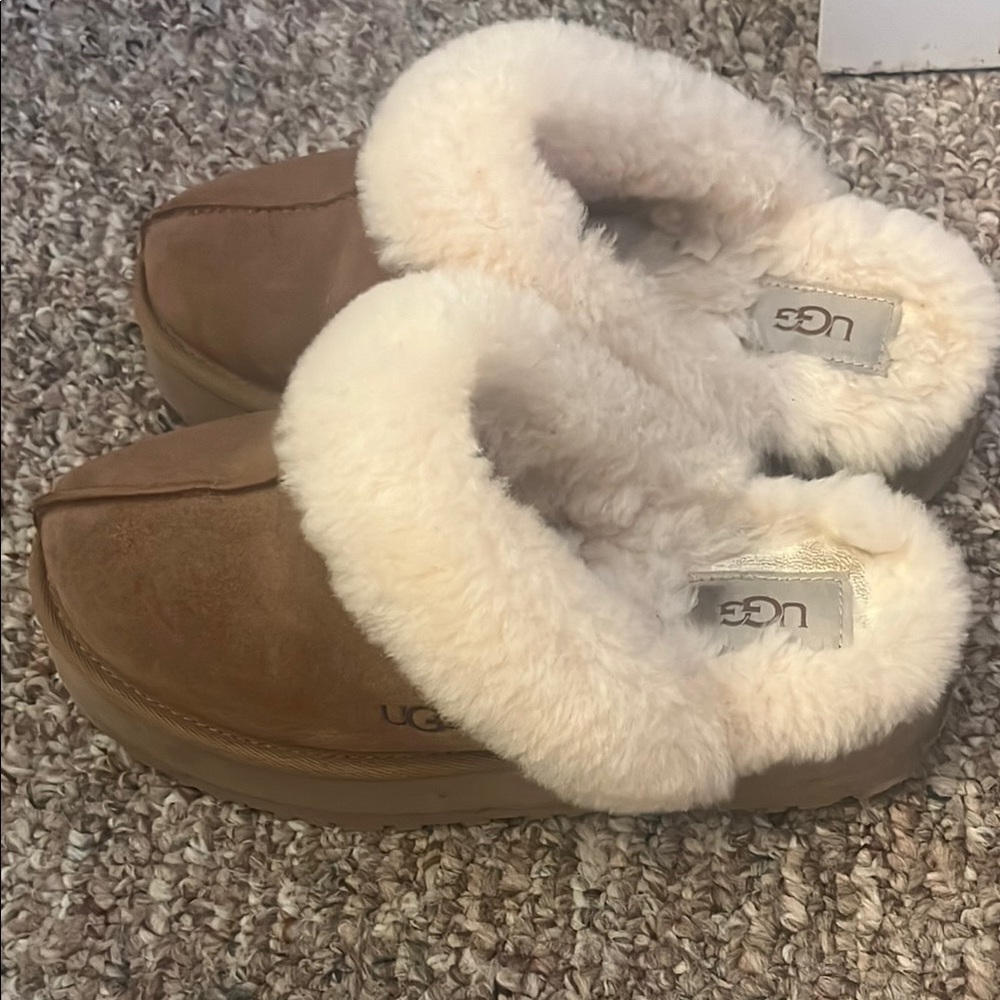 UGG Brown and Cream Cozy Slippers